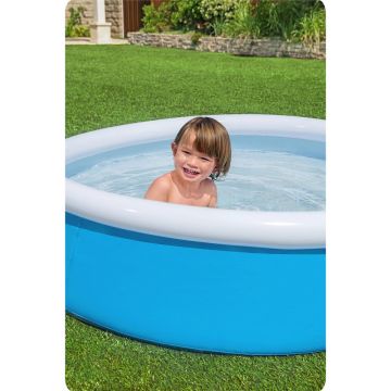 Piscina gonflabila Bestway Fast Set Pool Albastru, Dimensiune 152x38 cm, Material PVC rezistent, Capacitate 477 litri, Patch reparatie inclus
