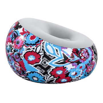 Fotoliu gonflabil pentru interiorexterior Bestway Graffiti 112x112x66 cm,Material PVC confortabil si rezistent, Suprafata din catifea placuta la atingere, Doua camere de aer