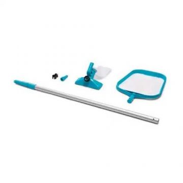Kit curatare pentru piscina Intex Deluxe 28002, 3 piese, maner telescopic 239 cm, plasa frunze, cap de aspirare