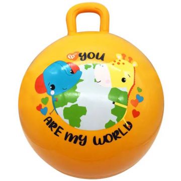 Minge de sarit cu pompa de picior Fisher Price Hop Hop 45 cm Minge de sarit cu pompa de picior Fisher Price Hop Hop 45 cm