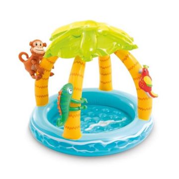 Piscina gonflabila, Intex Tropical Island 58417NP, pentru copii, 102 x 86 cm (Galben/Albastru)