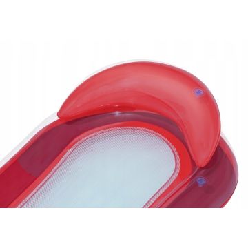 Saltea gonflabila pentru plaja si piscina cu Spatar si Cotiere, 2 camere de aer independente si plasa, 159 x 77 cm, sarcina maxima 90 kg, Red