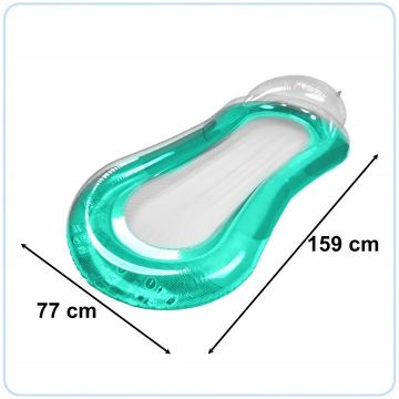 Saltea gonflabila pentru plaja si piscina cu Spatar si Cotiere, 2 camere de aer independente si plasa, 159 x 77 cm, sarcina maxima 90 kg, Turcoaz