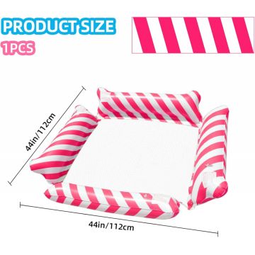 Saltea gonflabila pentru plaja si piscina, Ikonka, tip hamac, cu 4 camere gonflabile, pana la 120 kg, dimensiune 112 x 112 cm, Pink